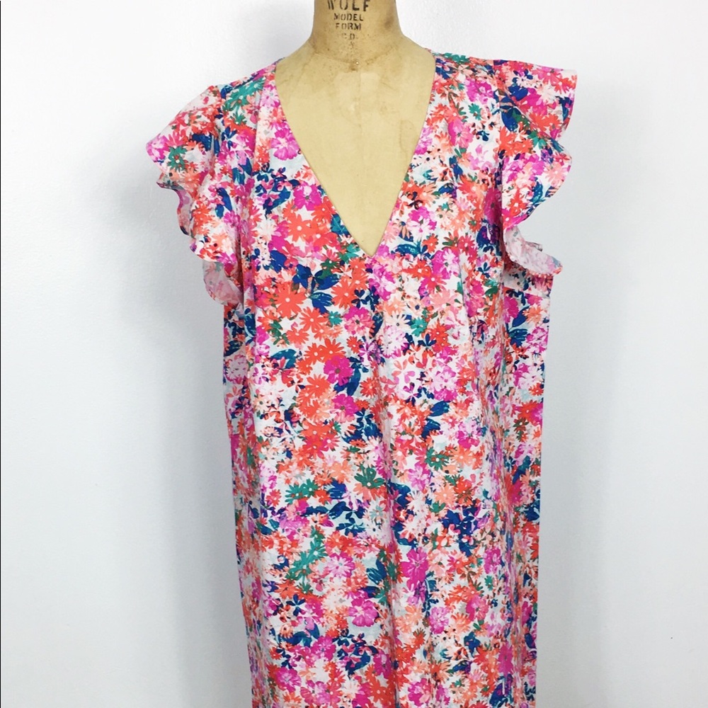 J.Crew plus size floral flutter dress